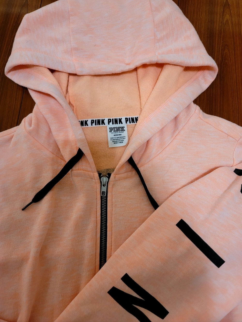 VS PINK Victoria's Secret Pink Full-Zip Hoodie with Sleeve Logo Medium - Picture 3 of 4